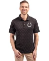 Indianapolis Colts Mono Cutter & Buck Virtue Eco Pique Tile Print Recycled Mens Big & Tall Polo Black Front Thumbnail Image