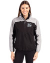 Cincinnati Bengals Mono Cutter & Buck Charter Eco Recycled Womens Anorak Jacket Black/Polished Front Thumbnail Image