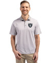  Las Vegas Raiders Mono Cutter & Buck Virtue Eco Pique Micro Stripe Recycled Mens Big & Tall Polo Polished/White Front Thumbnail Image