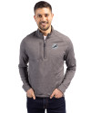 Miami Dolphins Mono Cutter & Buck Adapt Eco Knit Heather Mens Big & Tall Quarter Zip Pullover Black Heather Front Thumbnail Image