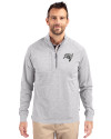 Tampa Bay Buccaneers Mono Cutter & Buck Adapt Eco Knit Heather Mens Big & Tall Quarter Zip Pullover Polished Heather Front Thumbnail Image