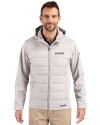 View image 4: New Orleans Saints Monochromatic Cutter & Buck Evoke Recycled Honeycomb Fleece Mens Hybrid Full Zip Jacket CONCRETE Front