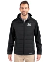 Green Bay Packers Monochromatic Cutter & Buck Evoke Recycled Honeycomb Fleece Mens Hybrid Full Zip Jacket Black Front Thumbnail Image
