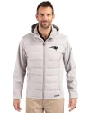 View image 4: New England Patriots Monochromatic Cutter & Buck Evoke Recycled Honeycomb Fleece Mens Hybrid Full Zip Jacket CONCRETE Front