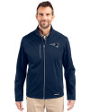 New England Patriots Mono Cutter & Buck Evoke Softshell Recycled Full Zip Mens Jacket Navy Blue Front Thumbnail Image