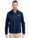 New England Patriots Monochromatic Cutter & Buck Evoke Recycled Honeycomb Fleece Mens Full Zip Jacket Navy Blue Front Thumbnail Image