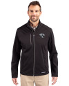 Jacksonville Jaguars Mono Cutter & Buck Evoke Softshell Recycled Full Zip Mens Jacket Black Front Thumbnail Image