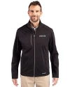 New Orleans Saints Monochromatic Cutter & Buck Evoke Recycled Honeycomb Fleece Mens Full Zip Jacket Black Front Thumbnail Image