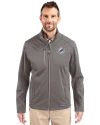 Miami Dolphins Mono Cutter & Buck Evoke Softshell Recycled Full Zip Mens Jacket Elemental Grey Front Thumbnail Image