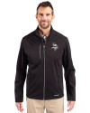 Minnesota Vikings Mono Cutter & Buck Evoke Softshell Recycled Full Zip Mens Jacket Black Front Thumbnail Image
