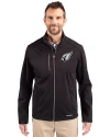 Arizona Cardinals Mono Cutter & Buck Evoke Softshell Recycled Full Zip Mens Jacket Black Front Thumbnail Image