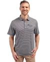 Denver Broncos Mono Cutter & Buck Forge Eco Double Stripe Stretch Recycled Mens Big &Tall Polo Navy Blue/White Front Thumbnail Image