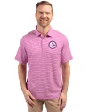Pittsburgh Steelers Mono Cutter & Buck Forge Eco Double Stripe Stretch Recycled Mens Polo Gelato/White Front Thumbnail Image