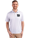 New York Giants Mono Cutter & Buck Pike Eco Symmetry Print Stretch Recycled Mens Polo White/Polished Front Thumbnail Image