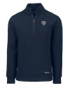 Chicago Bears Monochromatic Cutter & Buck Roam Recycled Buttery-Soft Knit Mens Quarter Zip Jacket Navy Blue Mannequin Thumbnail Image