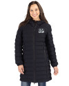 Cincinnati Bengals Mono Cutter & Buck Mission Ridge Repreve Eco Insulated Womens Long Puffer Jacket Black Front Thumbnail Image