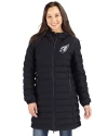 Arizona Cardinals Mono Cutter & Buck Mission Ridge Repreve Eco Insulated Womens Long Puffer Jacket Black Front Thumbnail Image