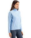 San Francisco 49ers Mono Cutter & Buck Coastline Epic Comfort Recycled Womens Funnel Neck Atlas Light Blue Side Thumbnail Image