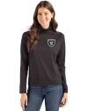  Las Vegas Raiders Mono Cutter & Buck Coastline Epic Comfort Recycled Womens Funnel Neck Black Front Thumbnail Image