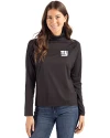 New York Giants Monochromatic Cutter & Buck Coastline Recycled Double Peached Womens Funnel Neck Pullover Black Front Thumbnail Image