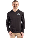 Tampa Bay Buccaneers Mono Cutter & Buck Coastline Epic Comfort Recycled Mens Hooded Shirt Black Front Thumbnail Image