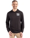 New York Giants Mono Cutter & Buck Coastline Epic Comfort Recycled Mens Hooded Shirt Black Front Thumbnail Image