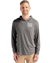 New York Giants Mono Cutter & Buck Coastline Epic Comfort Recycled Mens Hooded Shirt Elemental Grey Front Thumbnail Image