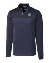 Chicago Bears Mono Cutter & Buck Traverse Stretch Eco Stripe Quarter Zip Mens Pullover Liberty Navy Mannequin Thumbnail Image
