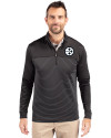 Pittsburgh Steelers Mono Cutter & Buck Traverse Stretch Eco Stripe Quarter Zip Mens Pullover Black Front Thumbnail Image