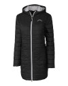 Los Angeles Chargers Mono Cutter & Buck Rainier PrimaLoft®  Womens Eco Insulated Hooded Long Coat Black Mannequin Thumbnail Image