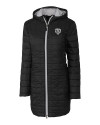 Chicago Bears Monochromatic Cutter & Buck Rainier Recycled Insulated Puffer Womens Full Zip Hooded Long Coat Black Mannequin Thumbnail Image