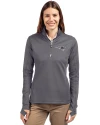 New England Patriots Mono Cutter & Buck Traverse Stretch Eco Quarter Zip Womens Pullover Elemental Grey Front Thumbnail Image