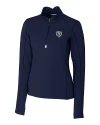 Chicago Bears Monochromatic Cutter & Buck Traverse Recycled Smooth Stretch Womens Quarter Zip Pullover Liberty Navy Mannequin Thumbnail Image