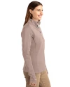 Denver Broncos Mono Cutter & Buck Traverse Stretch Eco Quarter Zip Womens Pullover Mushroom Side Thumbnail Image