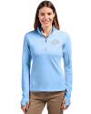 Los Angeles Rams Mono Cutter & Buck Traverse Stretch Eco Quarter Zip Womens Pullover Atlas Light Blue Front Thumbnail Image