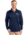 Tennessee Titans Mono Cutter & Buck Traverse Stretch Eco Quarter Zip Mens Pullover Liberty Navy Front Thumbnail Image