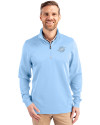 Miami Dolphins Mono Cutter & Buck Traverse Stretch Eco Quarter Zip Mens Pullover Atlas Light Blue Front Thumbnail Image