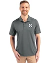 Pittsburgh Steelers Mono Cutter & Buck Prospect Eco Textured Stretch Recycled Mens Short Sleeve Polo Elemental Grey Front Thumbnail Image