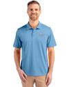 Jacksonville Jaguars Mono Cutter & Buck Prospect Eco Textured Stretch Recycled Mens Short Sleeve Polo Atlas Light Blue Front Thumbnail Image