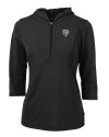 Chicago Bears Monochromatic Cutter & Buck Virtue Recycled Featherlight Pique Womens Half Zip Hooded Pullover Black Mannequin Thumbnail Image