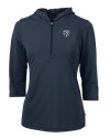 Chicago Bears Monochromatic Cutter & Buck Virtue Recycled Featherlight Pique Womens Half Zip Hooded Pullover Navy Blue Mannequin Thumbnail Image