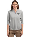 Tampa Bay Buccaneers Mono Cutter & Buck Virtue Eco Pique Recycled Half Zip Pullover Womens Hoodie Polished Medium Gray Front Thumbnail Image