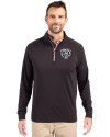 Chicago Bears Mono Cutter & Buck Adapt Eco Knit Stretch Recycled Mens Quarter Zip Pullover Black/Gelato Front Thumbnail Image