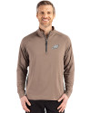 Philadelphia Eagles Mono Cutter & Buck Adapt Eco Knit Stretch Recycled Mens Quarter Zip Pullover Mushroom Front Thumbnail Image
