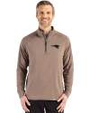 New England Patriots Mono Cutter & Buck Adapt Eco Knit Stretch Recycled Mens Quarter Zip Pullover Mushroom Front Thumbnail Image