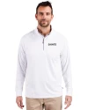 New Orleans Saints Mono Cutter & Buck Adapt Eco Knit Stretch Recycled Mens Quarter Zip Pullover White Front Thumbnail Image