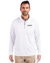 New Orleans Saints Mono Cutter & Buck Adapt Eco Knit Stretch Recycled Mens Quarter Zip Pullover White Front Thumbnail Image