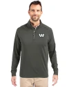 Washington Commanders Mono Cutter & Buck Adapt Eco Knit Stretch Recycled Mens Quarter Zip Pullover Poplar Front Thumbnail Image