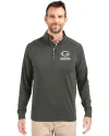 Green Bay Packers Mono Cutter & Buck Adapt Eco Knit Stretch Recycled Mens Quarter Zip Pullover Poplar Front Thumbnail Image