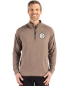 Pittsburgh Steelers Mono Cutter & Buck Adapt Eco Knit Stretch Recycled Mens Quarter Zip Pullover Mushroom Front Thumbnail Image